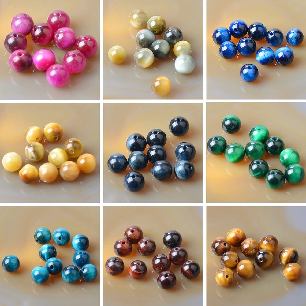 6908 Massive 100PCS 8MM Natural Crystal Beads - 9-Colors Multicolor Tiger